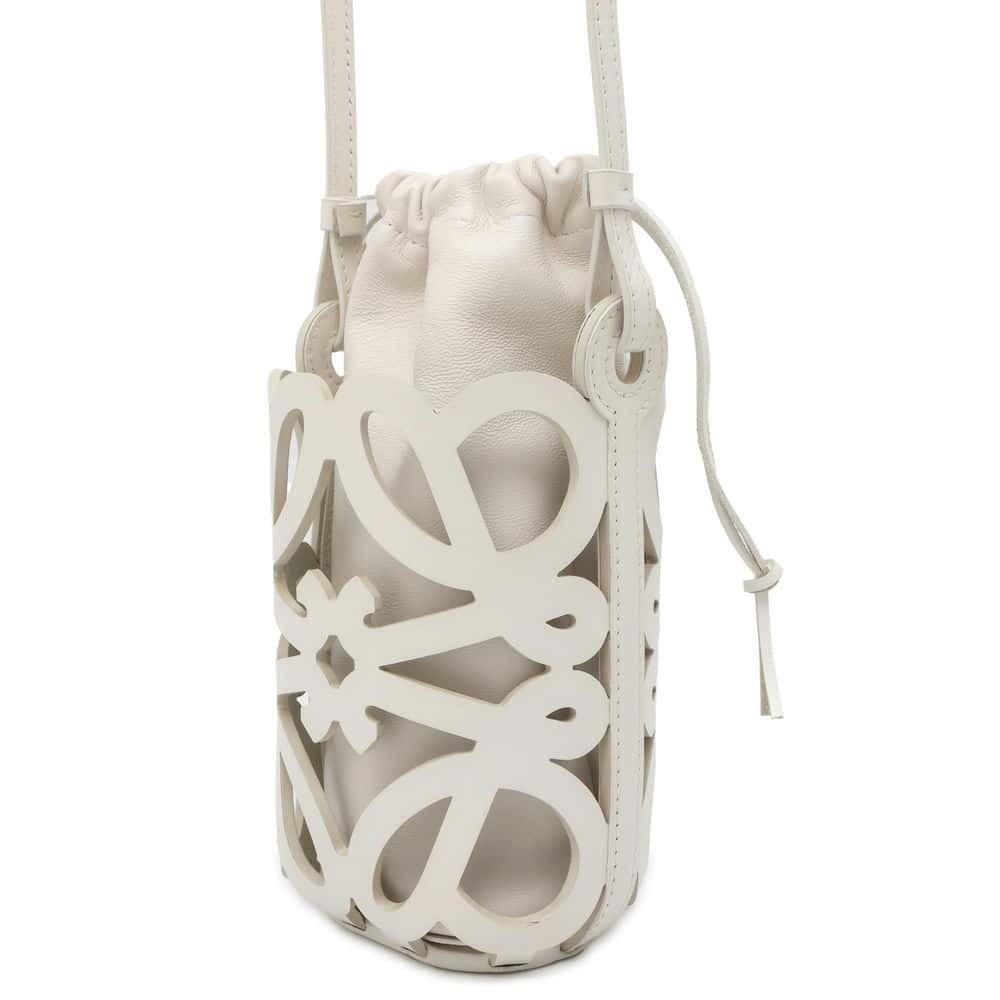Loewe Cutout Anagram Leather White Bag Pocket Shoulder